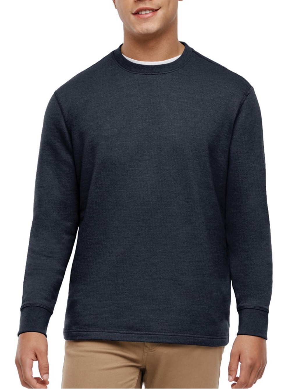 Orvis Midweight Dark Blue Crewneck Long Sleeve Shirt - Size Medium